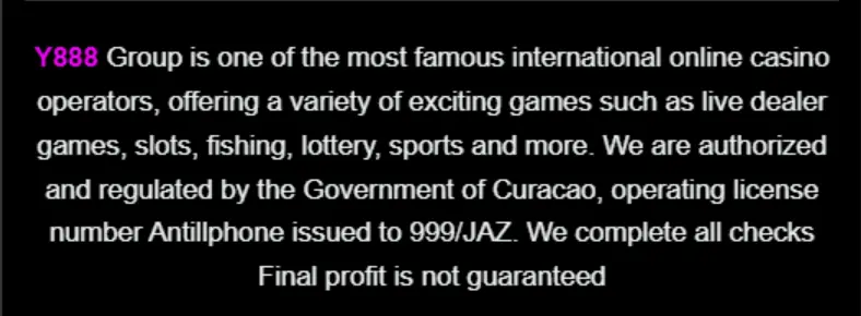 Y888 official note